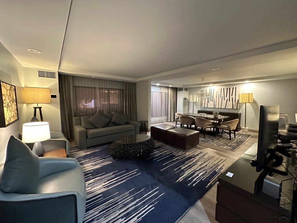 Living area of hotel suite