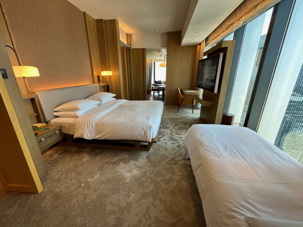 Hotel suite in brown tones