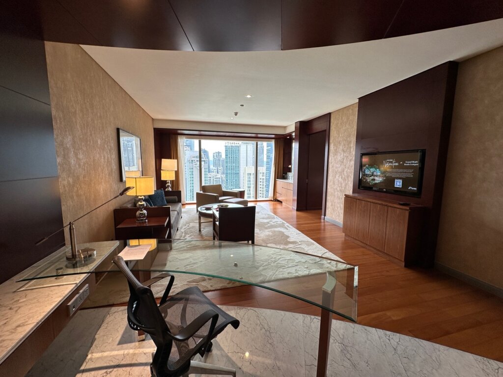 Living room area of hotel suite.