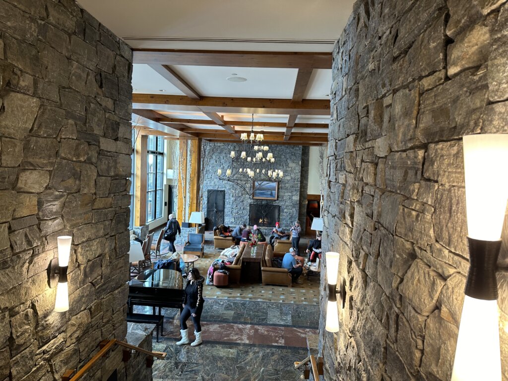 Looking into a room at a lodge