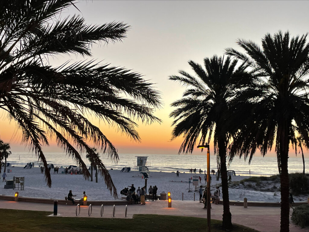 Beach view at sunset