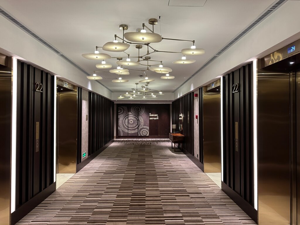 Elevator lobby of hotel