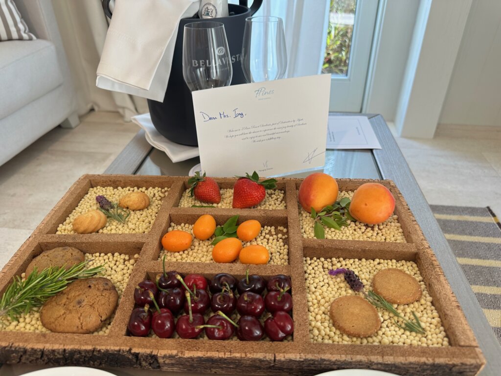 Assortment of snacks on square platter