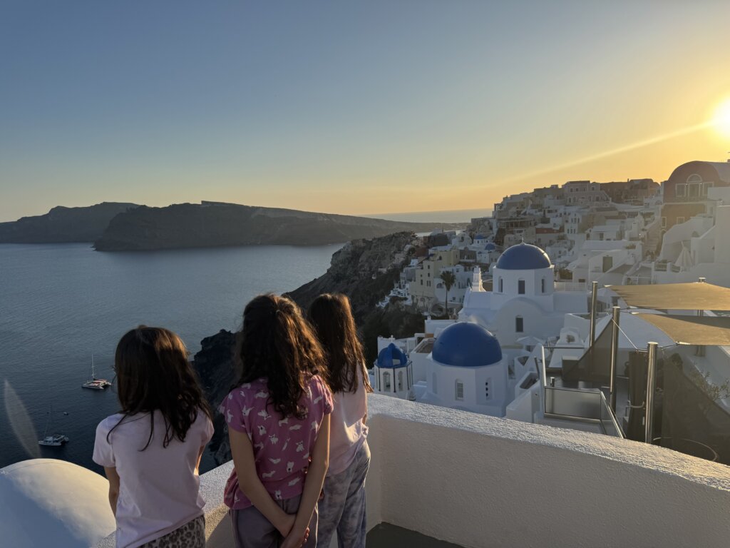 Santorini Sunset, Greece and Croatia with kids