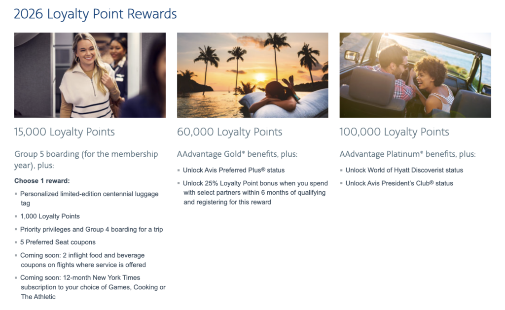 Loyalty Point Rewards offered through American Airlines AAdvantage loyalty.