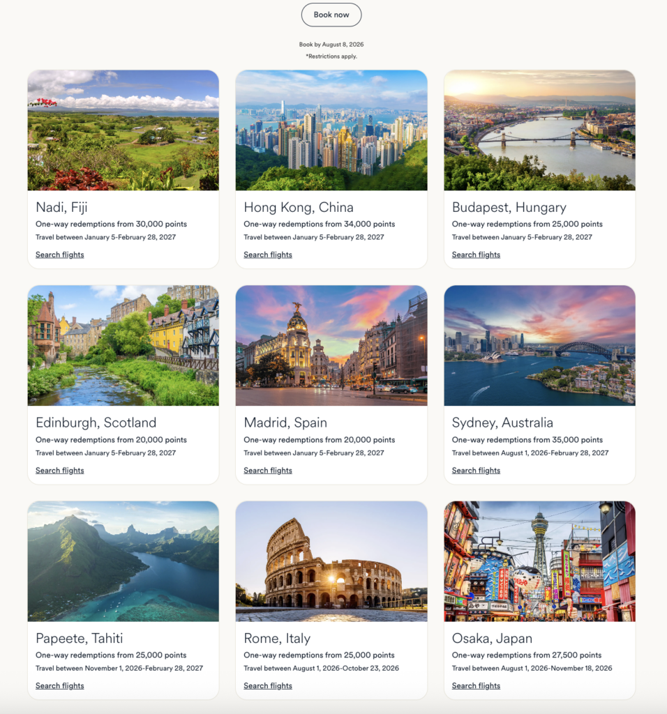 Alaska Airlines Global Getaways destinations for the month.