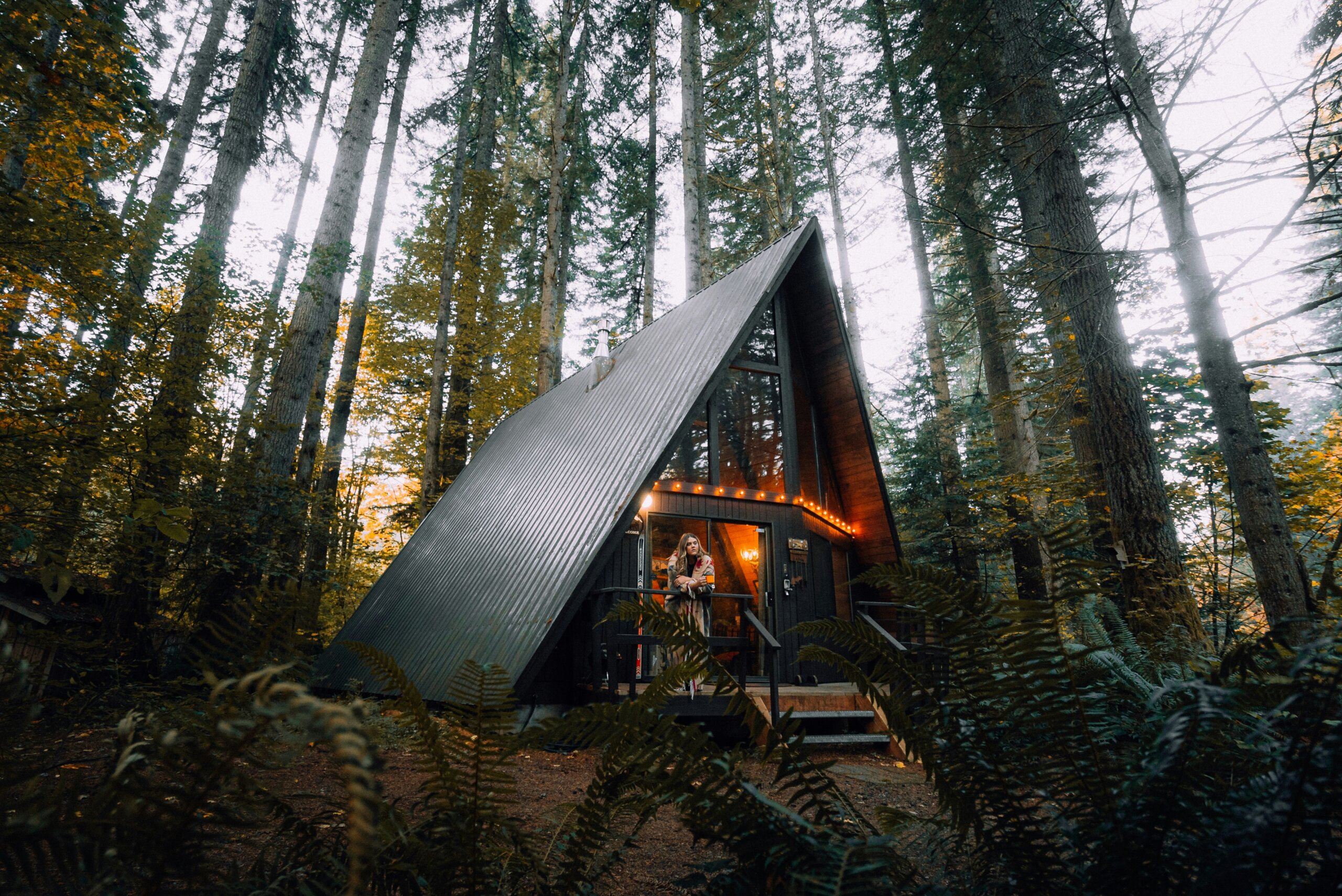 A-frame cabin available as a vacation rental.